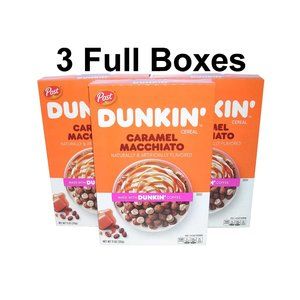 3 Box Full Dunkin Donuts Coffee Cereal Caramel Macchiato Flavored Lover Gift